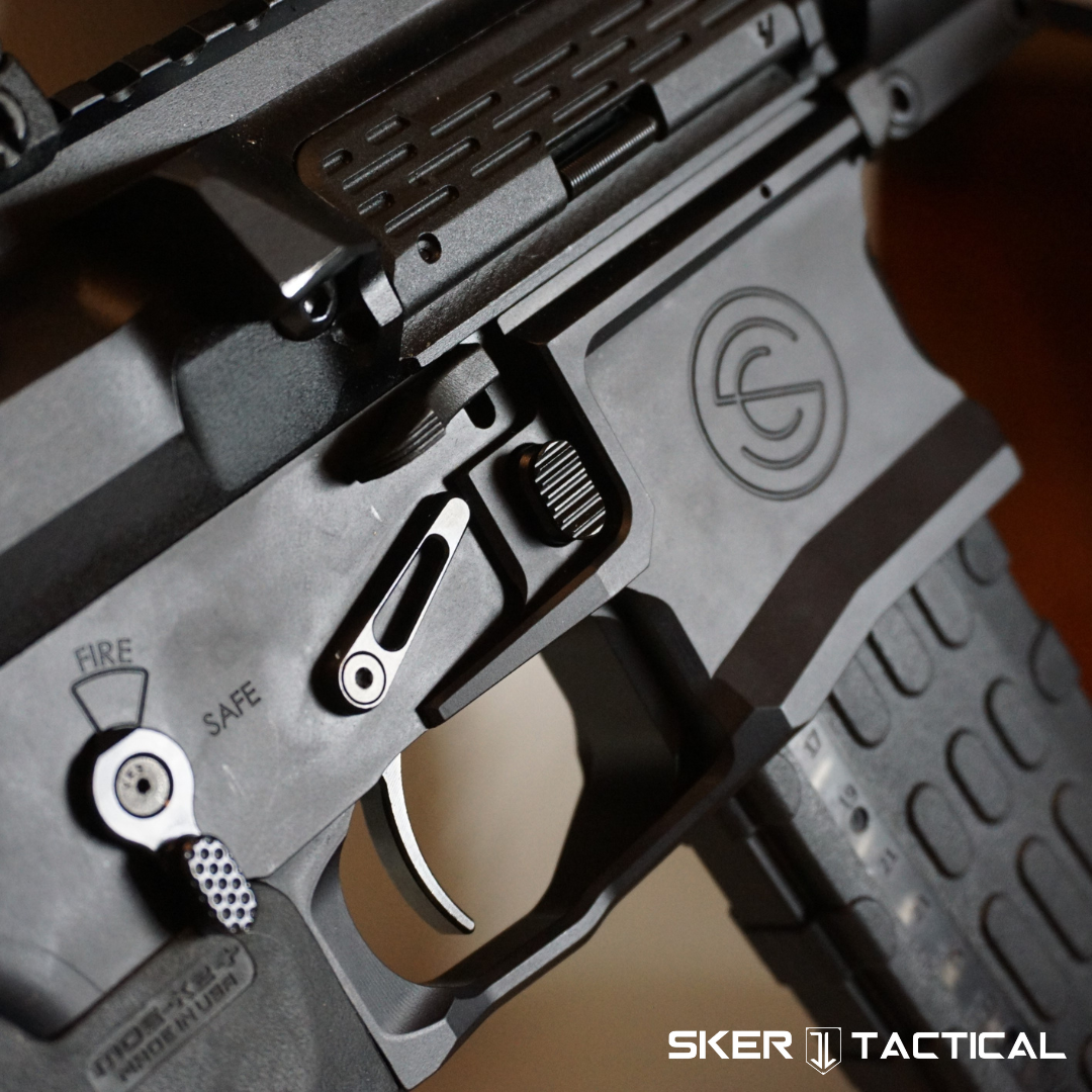 Delta Lined AR-15 Mag Release Installed on Rifle