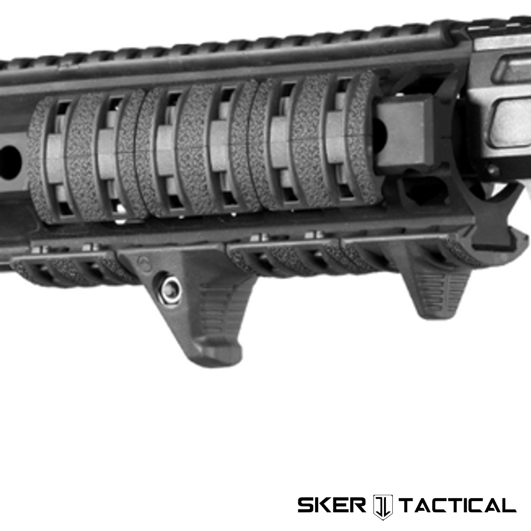 Tan Picatinny Hand Stop Kit Installed on Rifle Handguard