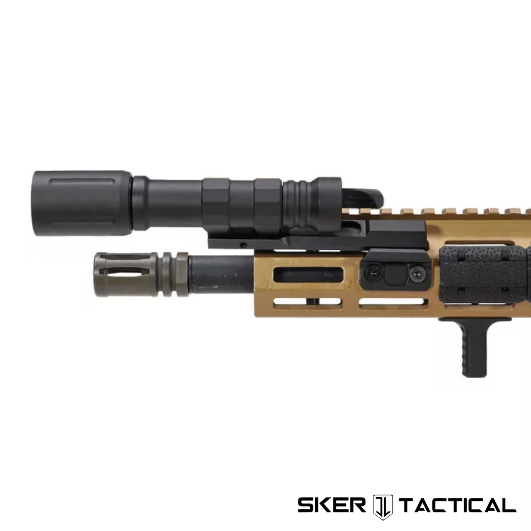 45° Inline M-LOK Light Mount with Flashlight Installed on Rifle