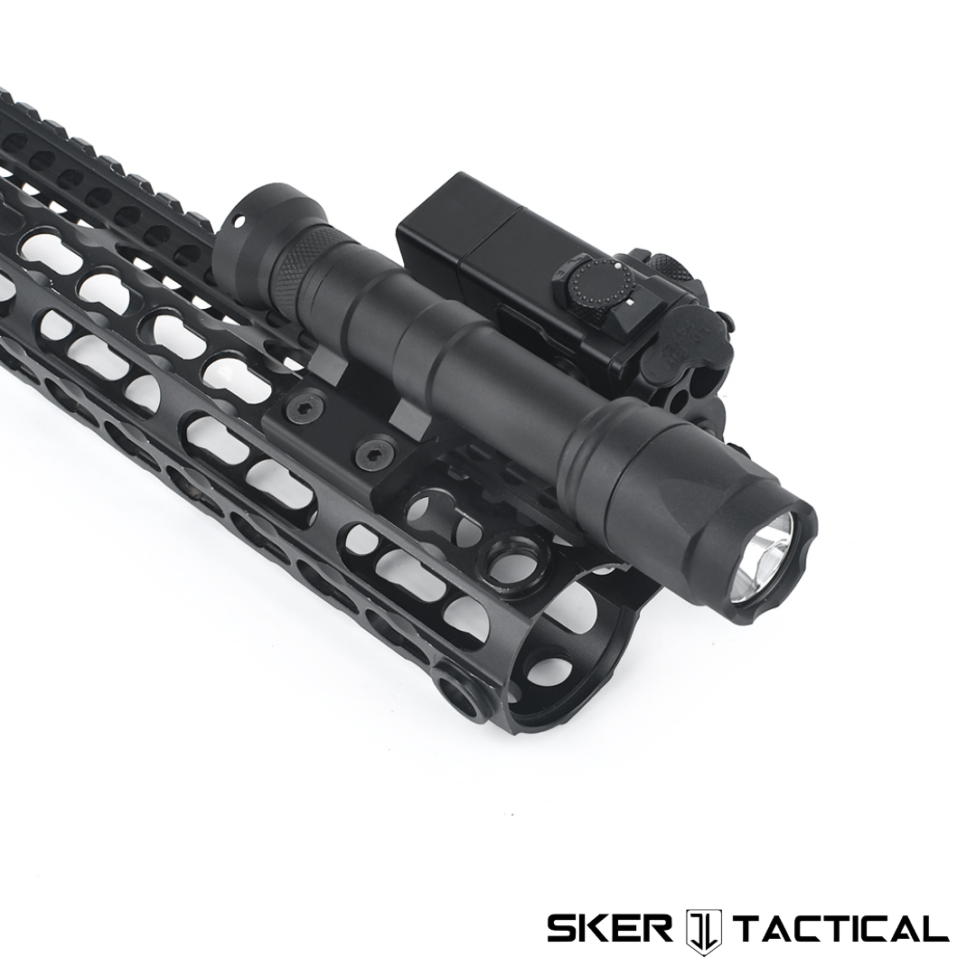 25° Offset M-LOK Light Mount with Flashlight Installed on Rifle