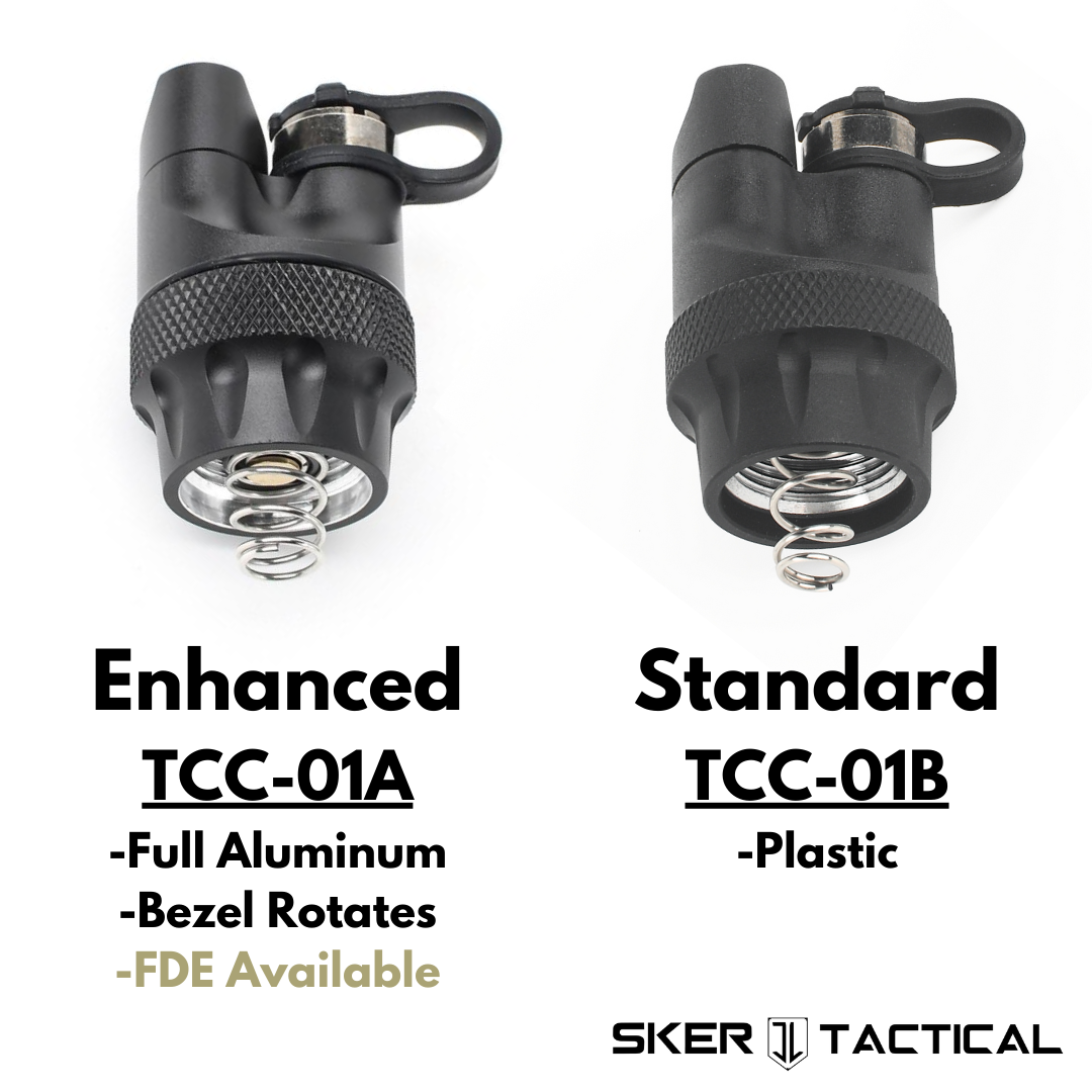 Enhanced and Standard Plastic Flashlight Plug + Button Tail Cap Connector Comparison