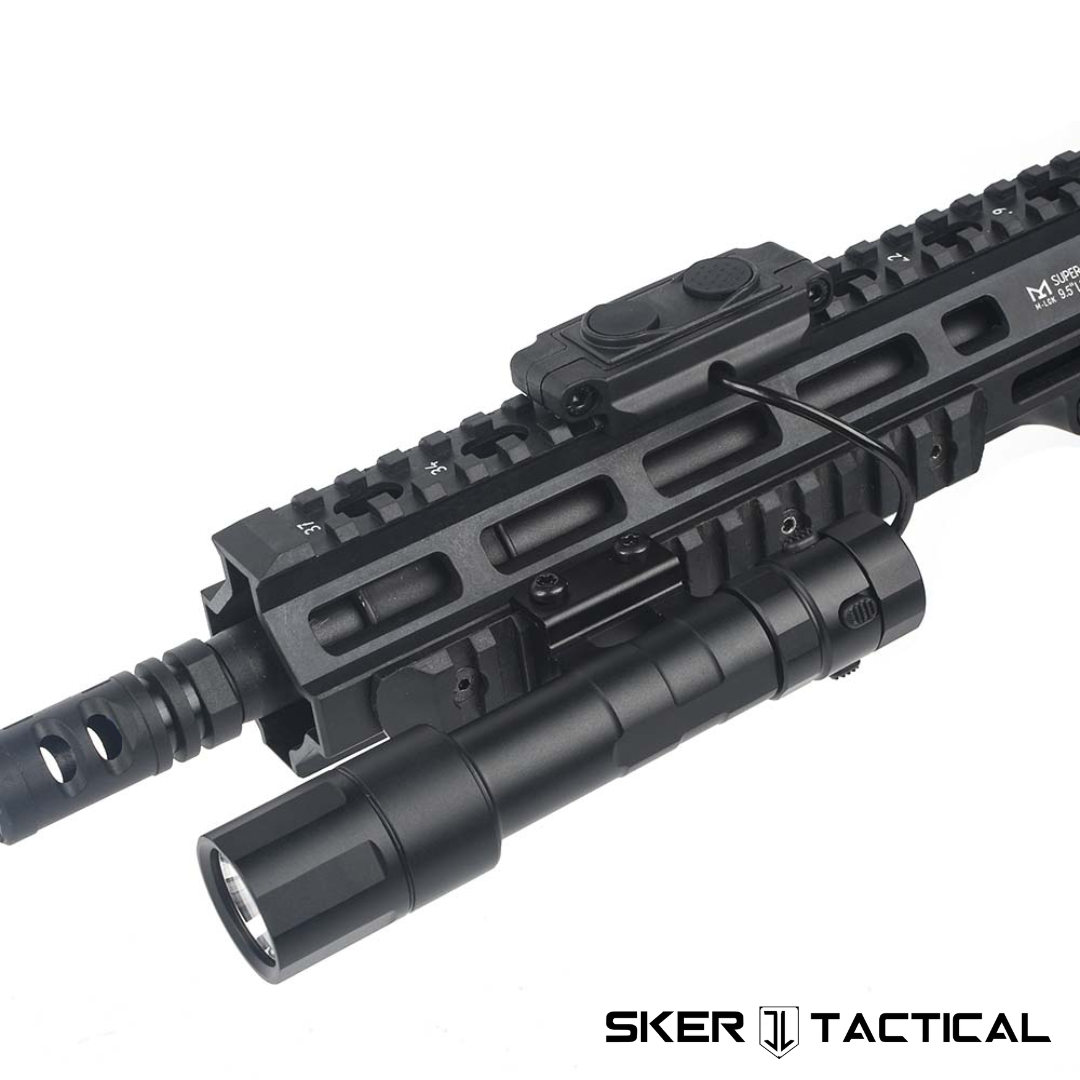 Delta XL Weapon Light with Pressure Pad Mounted on Rifle