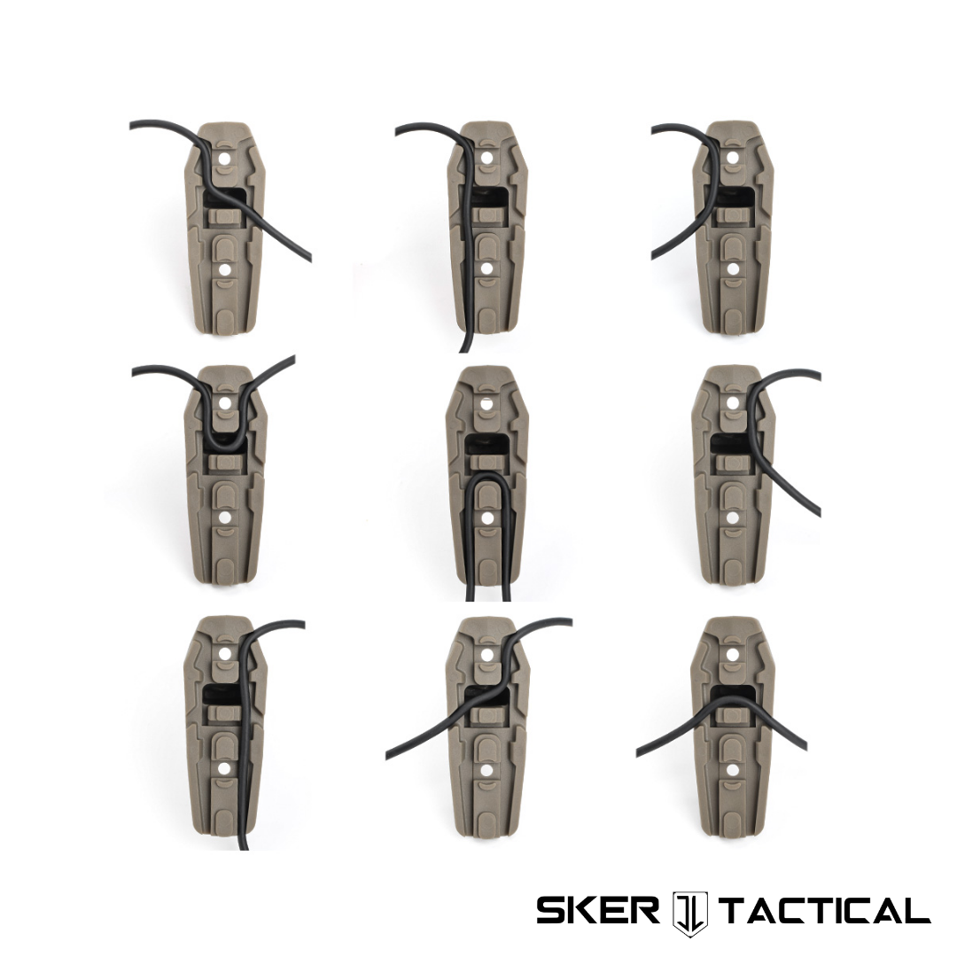 Tan MOD 5 M-LOK Grip Stop with wire route examples