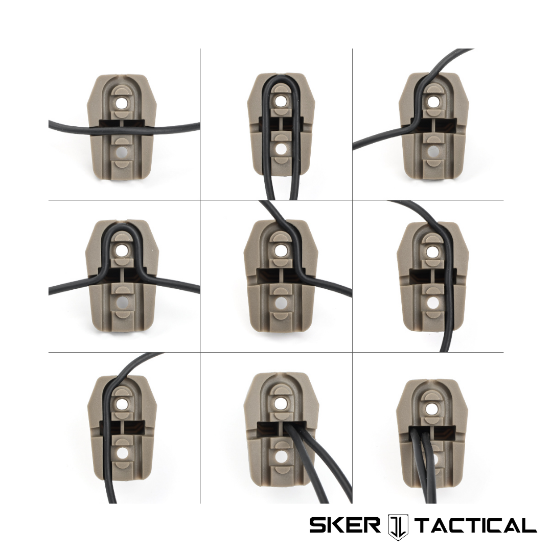 Tan MOD 6 M-LOK Grip Stop with wire route examples