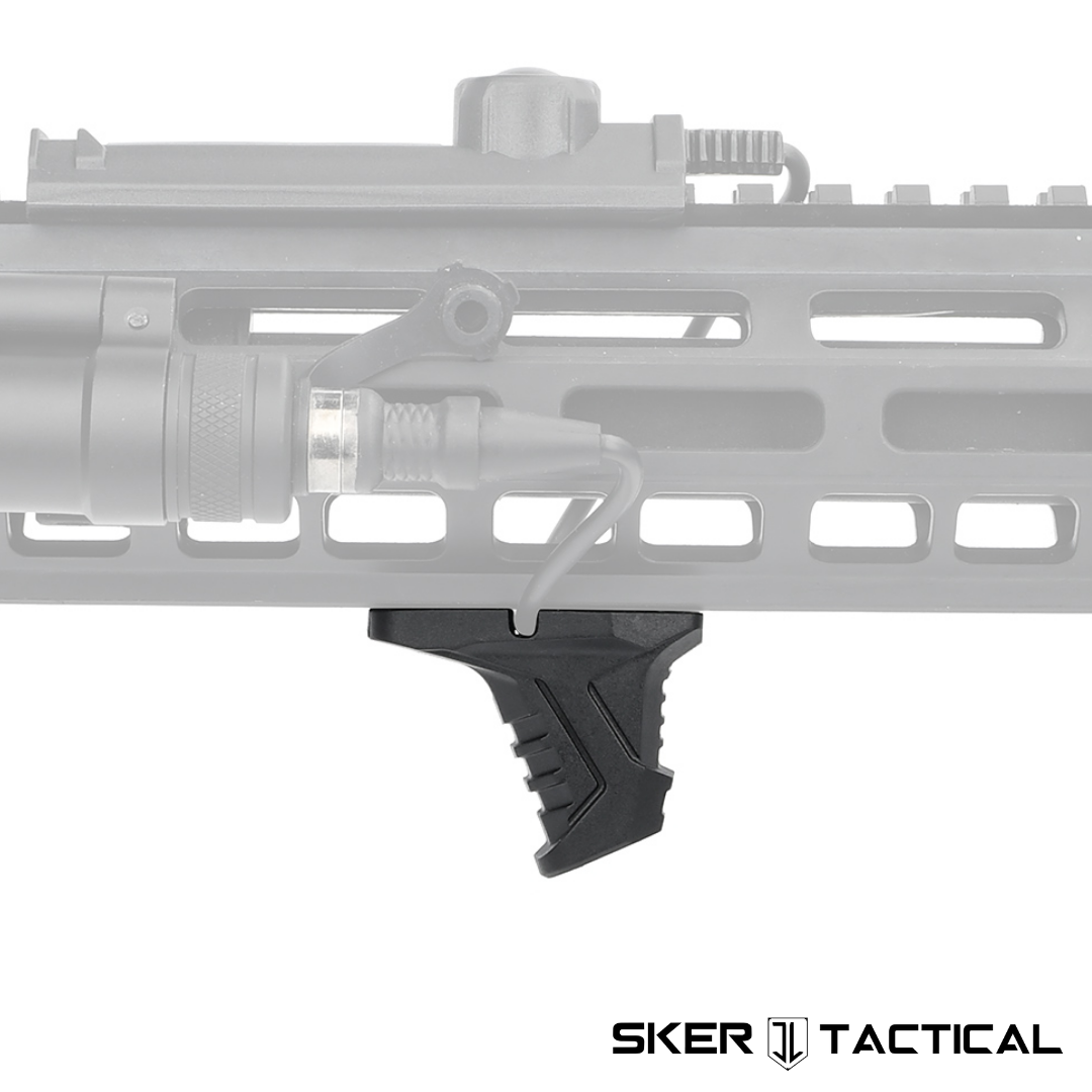 Black MOD 6 M-LOK Grip Stop mounted on firearm