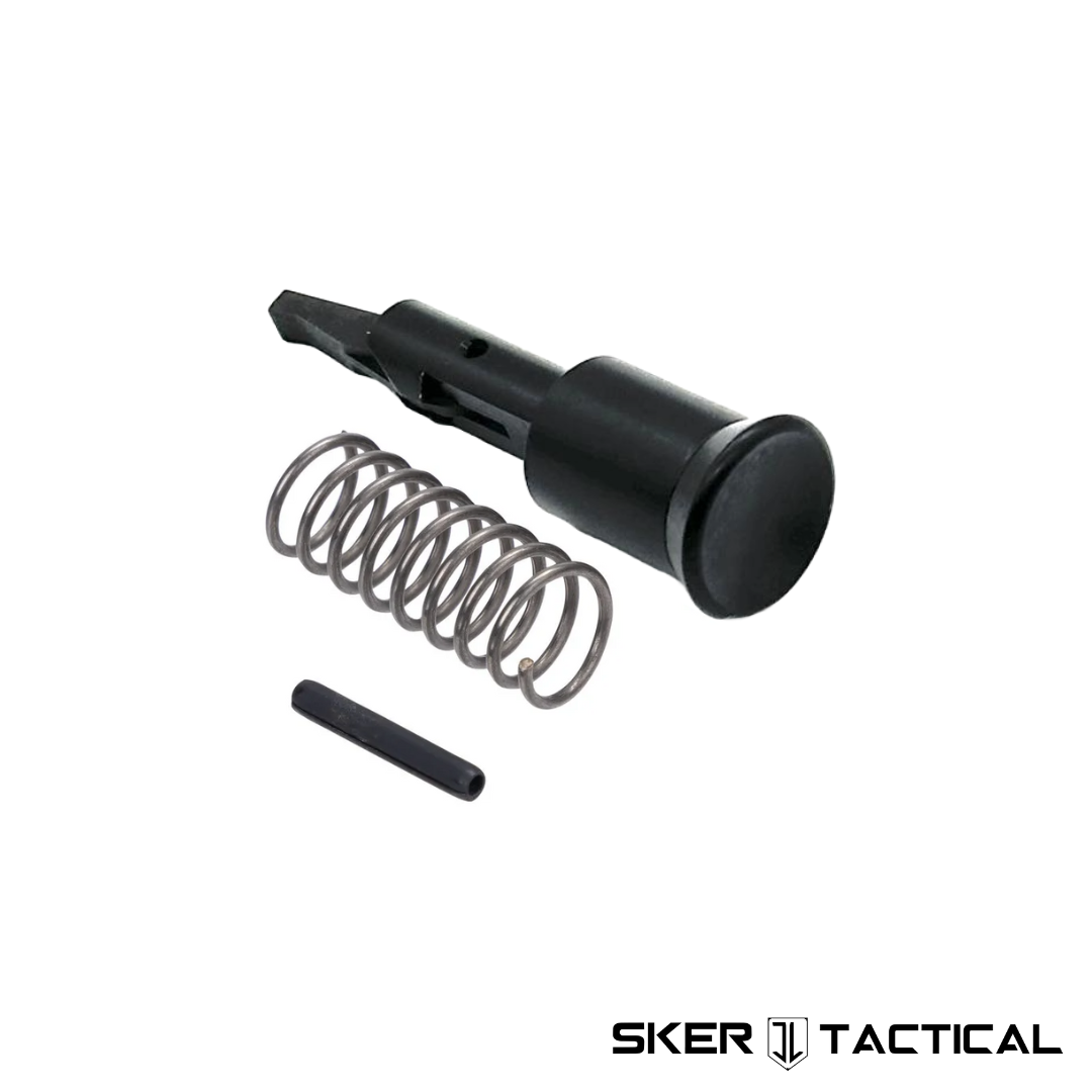 Ultra-Light Flat AR-15 Forward Assist Kit disassembled with parts